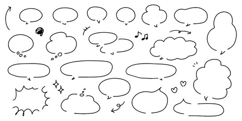手書き吹き出しと漫符あしらい矢印セット pop広告用