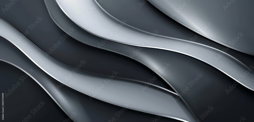 Wall mural abstract metallic silver and black bands create a sleek and smooth background with a modern and futu