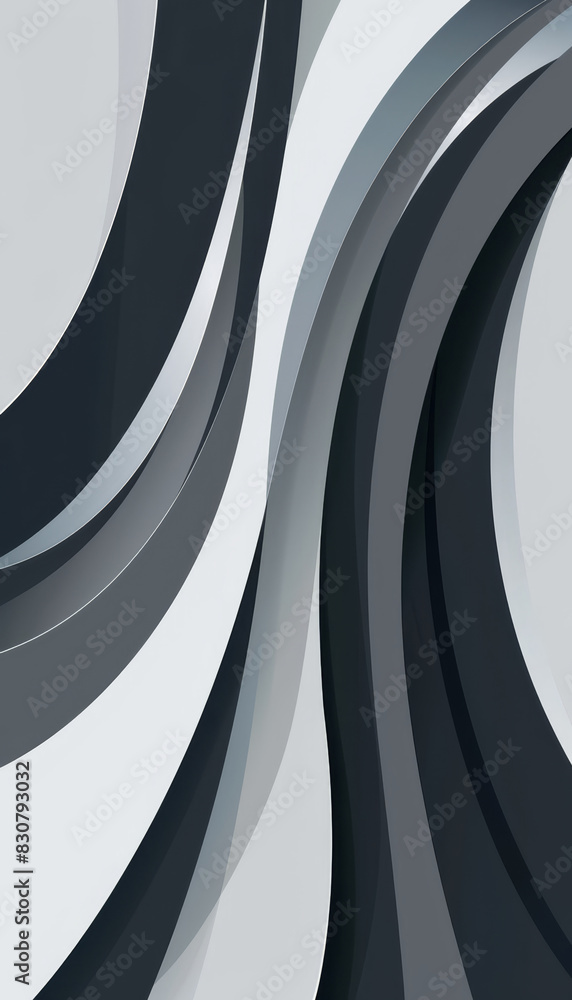 Wall mural abstract metallic silver and black bands create a sleek and smooth background with a modern and futu