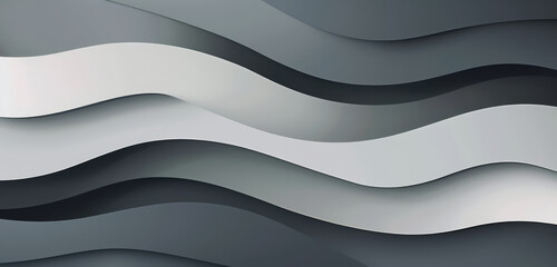 A sleek abstract design featuring black and silver geometric layers.