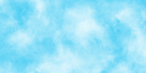 Beautiful painted cloudy natural blue watercolor cloudy sky clouds, Watercolor stain with hand paint pattern on blue canvas, Clouds and mist background on blue, Creative vintage light sky.