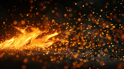 Fire flames and sparks close up on black background  Close-up of a sparkler on black background, Generative  AI

