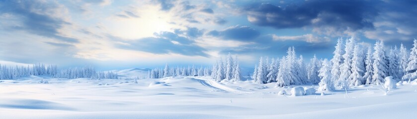 Ultrawide image of snowfall, covering snowdrifts lightly, beautiful and serene winter setting 8K , high-resolution, ultra HD,up32K HD