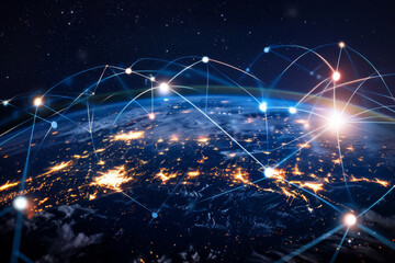 Interconnected Global Cloud Computing Network Bridging Digital Data Across Cities and Countries