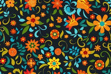 Hispanic Heritage Month Pattern Wallpaper with floral motifs