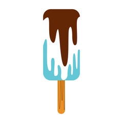 popsicle ice cream rounded rectangle shape with blue white an chocolate color for summer illustration