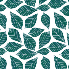 Abstrasct natural leaves pattern, vintage illustration background, botanical leaf monochrome graphic abstract design.	
