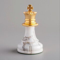 Luxurious Marble Chess King with Gold Accents