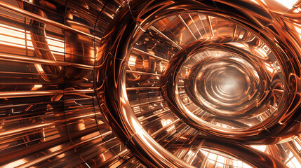 Science-themed podcast visuals calmed by the enigmatic ambiance of copper abstracts,