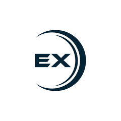 EX logo. E X design. White EX letter. EX, E X letter logo design. E X letter logo design in FIVE, FOUR, THREE, style. letter logo set in one artboard. E X letter logo vector design.
