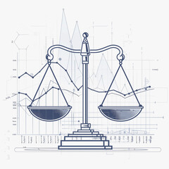 Scales of Justice with Abstract Network Background
