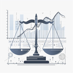 Scales of Justice with Technology Background