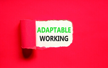 Adaptable working symbol. Concept words Adaptable working on beautiful white paper. Beautiful red paper background. Business Adaptable working concept. Copy space.