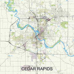 Cedar Rapids, Iowa, United States map poster art