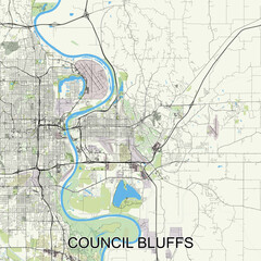 Council Bluffs, Iowa, United States map poster art