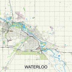 Waterloo, Iowa, United States map poster art