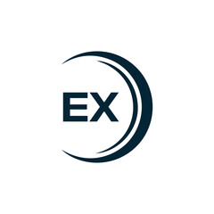 EX logo. E X design. White EX letter. EX, E X letter logo design. E X letter logo design in FIVE, FOUR, THREE, style. letter logo set in one artboard. E X letter logo vector design.