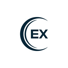 Fototapeta premium EX logo. E X design. White EX letter. EX, E X letter logo design. E X letter logo design in FIVE, FOUR, THREE, style. letter logo set in one artboard. E X letter logo vector design.