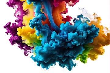 Fototapeta premium Rainbow colorful smoke splash isolated on a light or white background AI Generative