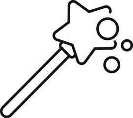 Simplistic line drawing of a starshaped magic wand with sparkling magic dust