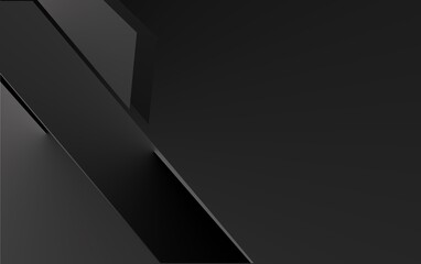 Black premium background with luxury dark geometric and abstract elements. Low poly gradient shapes luxury silver platinum lines vector.
