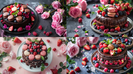 Naklejka premium chocolate cupcakes with cherry