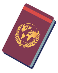The passport features a world map and a laurel wreath design