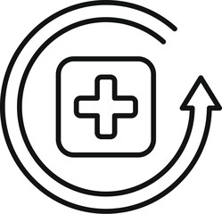 Fototapeta premium A black and white line art icon symbolizing healthcare improvement or recovery
