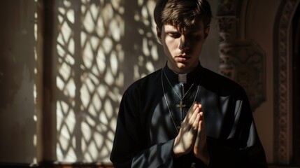 The Praying Young Priest