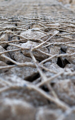 The stones are strung with wire