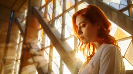 The serene redhead woman