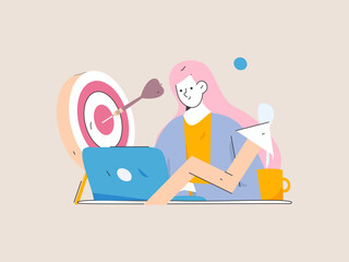 Marketing planning business characters flat vector concept operation hand drawn illustration
