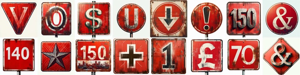 Obraz premium Red Road traffic sign Lettering Typeface. AI generated illustration