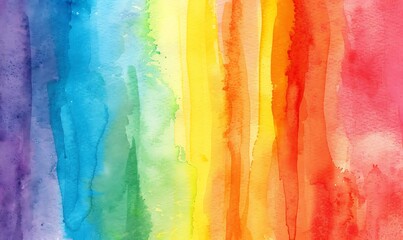 Abstract striped rainbow watercolor background 
