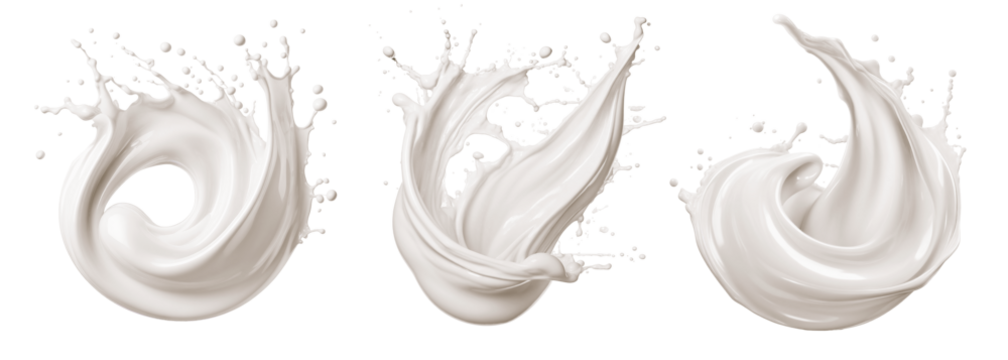 Set of milk or cream splashes, cut out