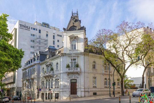 Charming architecture of avenida da liberdade in lisbon