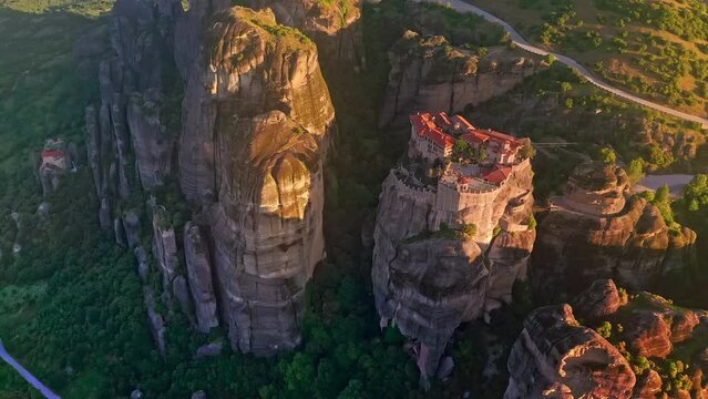 Beautiful view of European travel site Meteora Kalambaka Greece