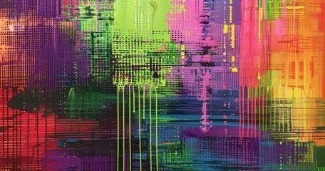 Colorful abstract digital artwork with vibrant hues and dynamic patterns blending together.