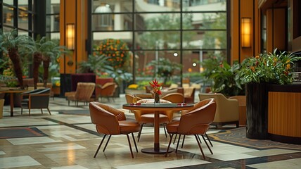 Fototapeta premium Coffee or tea break in the hotel convention centre.