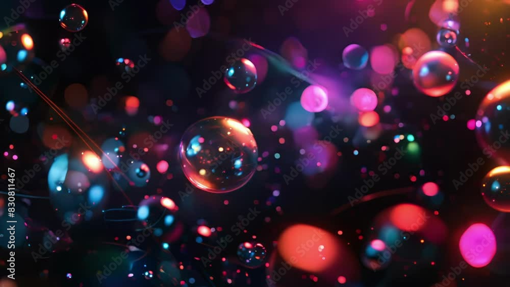 Poster a dark room is filled with glowing orbs representing the uncertainty principle and the observers eff