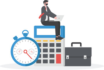 Self discipline concept. All deal and tasks are completed. Vector illustration flat design. Isolated on white background. Control management character.
