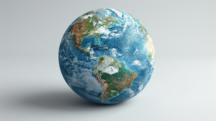 Fototapeta premium Blue and Green Earth on White Background