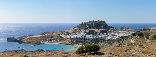 Lindos Acropolis and Harbor: A Panoramic View of Ancient and Modern Greece