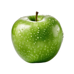 green apple with water drops isolated on a transparent background