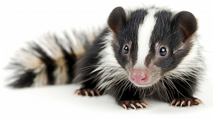 Fototapeta premium Small Animal With a White and Black Stripe on Its Face