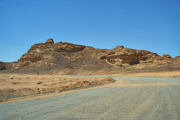 Mountains, An erosion formation in the desert near Elephant Rock, near Al-Ula, Saudi Arabia