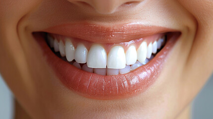 Fototapeta premium Close-Up of Womans Bright Smile With White Teeth