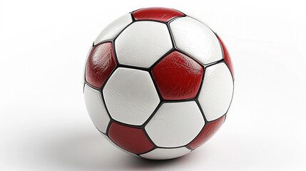 Red and White Soccer Ball on White Background