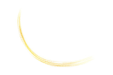 Gold Golden Brush Stroke, Arc Shape, Oil Paint Acrylic Paint. Isolated on White Background and Transparent PNG.