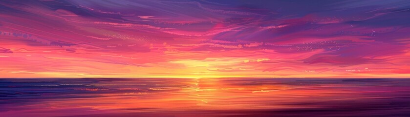 Obraz premium Sunset Over the Sea, illustrations, vacation time ,summer season.